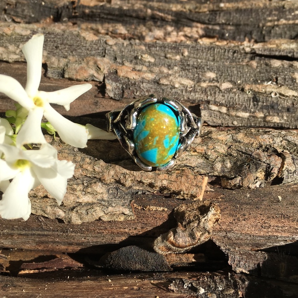 Boho Ring w Turquoise Colored Stone